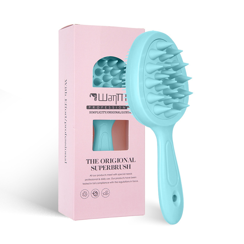 Brosse à shampoing double face bleue