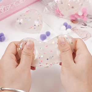 Hot Selling Novelty TPR Transparent Heart with Glitter Powder Pressure Release Soft Pinch Decompression Toys for Kids <b>Boys</b> Girls - Product Image 2