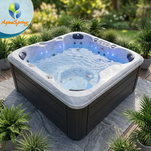 Bain à remous extérieur pour 7 personnes, installation facile, bain à remous pour jardin, villa, spa avec hydromassage, bien-être, détente, avec 27 jets - Product Image 1