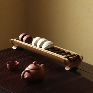 Égouttoir à tasses à thé en bambou, forme ovale, séchage rapide, pour accessoires de cérémonie du thé, support de rangement et de présentation, origine Anji - Product Image 3