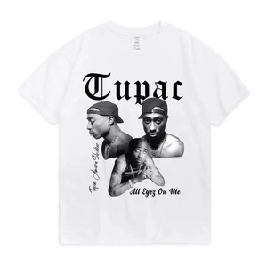 T-shirt in Cotone Unisex Stile Hip-hop Streetwear Estivo con Stampa del Rapper <span class=keywords><strong>Tupac</strong></span> 2Pac - Product Image 2