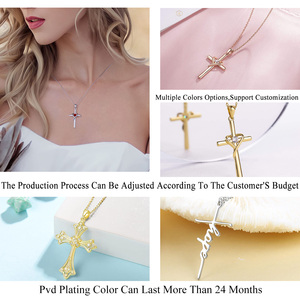 <span class=keywords><strong>Collier</strong></span> en acier inoxydable 18K, pour Couple avec nom <span class=keywords><strong>personnalisé</strong></span>, femmes et hommes, bijoux, croix en or, argent, cristal - Product Image 5
