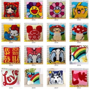 Taie d'oreiller brodée à la main 40cm/16 pouces, <span class=keywords><strong>crochet</strong></span> avec loquet, <span class=keywords><strong>crochet</strong></span>, tapis, kits de toile technique - Product Image 4