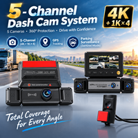 Caméra embarquée 5 canaux avant arrière gauche droite DVR 4K 360° °   Caméra embarquée pour voiture avec IA DMS 5G WiFi GPS