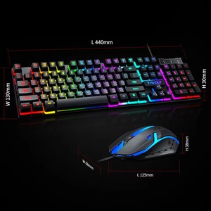 Tf200 Slim Bàn phím chơi game chuột combo có dây RGB Backlit Tiếng Anh Tây Ban Nha nga cho <span class=keywords><strong>gamer</strong></span> PC máy tính xách tay USB - Product Image 4