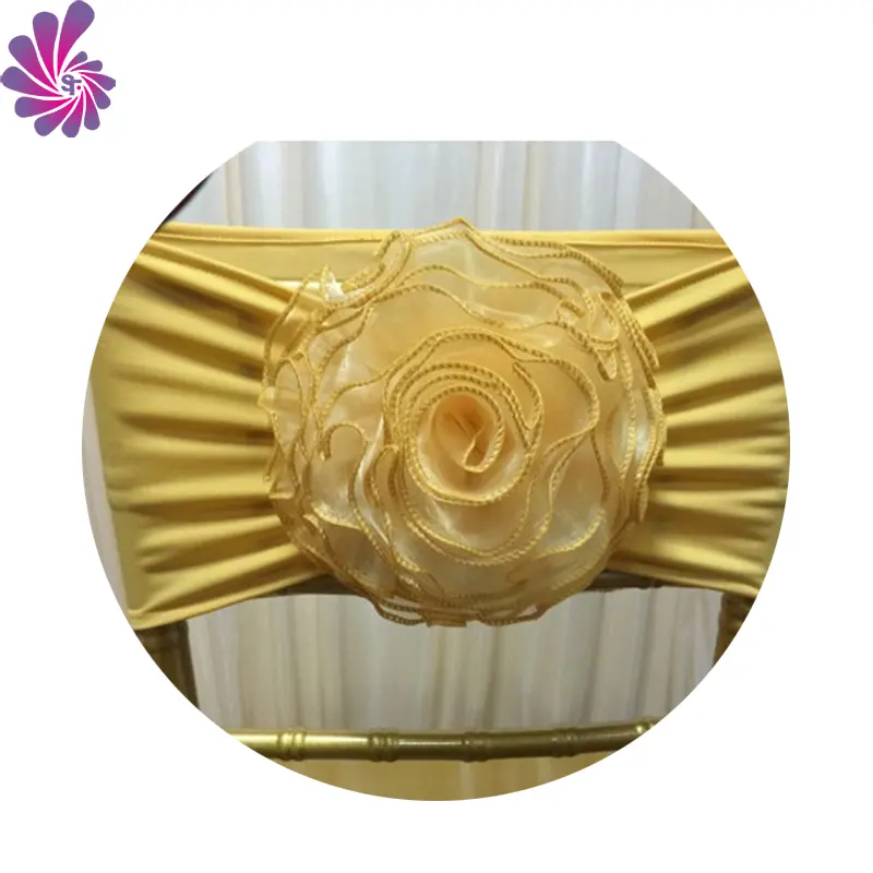 In raso fatto a mano artificiale del fiore del organza è utilizzato per la cerimonia nuziale ed altri della sedia di banchetto decorazione di nuovo cinghie chairband