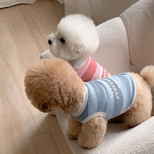 Camiseta sin mangas para mascotas con diseño de gofres a rayas multicolor, chaleco transpirable de verano para perros con estampado de letras para <span class=keywords><strong>cachorros</strong></span> pequeños - Product Image 3