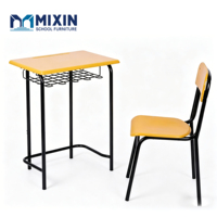Bureau d'étude pour étudiant en métal, bureau individuel pour l'école primaire avec plateau en MDF aux coins arrondis
