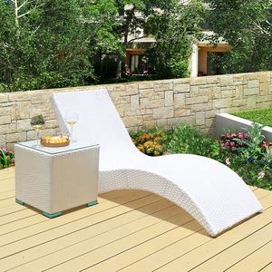 Meubles <span class=keywords><strong>de</strong></span> <span class=keywords><strong>jardin</strong></span> Meubles <span class=keywords><strong>de</strong></span> patio en rotin tissé blanc Pe Chaises longues d'extérieur Piscine Lounge Chaises longues - Product Image 3