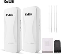 Puente Inalámbrico Gigabit KuWFi 5.8G 900Mbps con Puertos LAN de 1Gbps, Largo Alcance 3KM/1.86 Millas, Exterior IP65, 48V PoE, Extensor de Red CPE