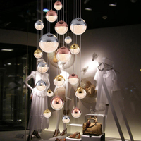 Lustre en cristal LED avec grande et longue boule suspendue Lampe suspendue en verre Foyer Cage d'escalier Plafond Fournisseur