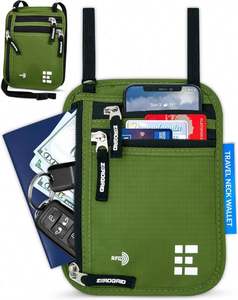 Échantillon gratuit Pochette portefeuille avec blocage RFID Sac de cou pour argent de voyage Sac de cou pour passeport personnalisé - Product Image 1