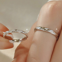925 argent Sterling corde torsadée Style bande correspondant promesse Couple bague de mariage ensemble argent 925 pour Couple