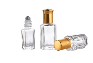 3 ml 6 ml 12ml Empty New <b>Small</b> Glass Massage Oil Roller <b>Bottle</b> Octagonal Attar <b>Bottle</b> With Glass Steel Ball - Product Image 2