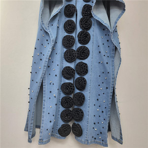 Nouveau pantalon en jean large à lacets, fait main, avec fleurs 3D, pour femme, tendance - Product Image 5