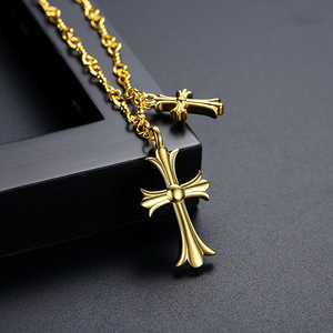 Collar con Colgante de Cruz Chapado en Oro de 18K con Incrustaciones de Circonita, Estilo Vintage Cristiano, Económico, Inspirado, Venta al por Mayor 2024 - Product Image 4