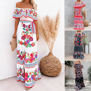 Robe d'été pour femmes S-3XL, imprimé tendance, robe <span class=keywords><strong>maxi</strong></span> sexy à col en V, pour femme, décontractée, élégante, robe de soirée, vestidos, robe nouvelle pour femme - Product Image 3
