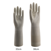 Gants en caoutchouc nitrile floqués imperméables réutilisables durables de 33 cm 75 g, maintien au chaud, confortables, blancs pour le nettoyage