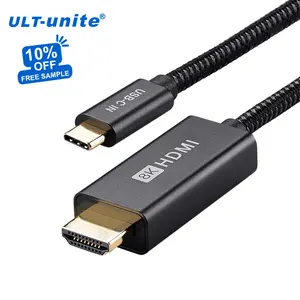 ULT-HDMI 케이블에 USB C 결합 2m 8k 4k 144hz 60hz 타입 C에 HDMI 인증 케이블