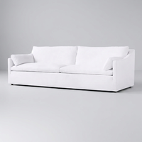 Canapé de luxe au design épuré, prix de gros, structure en bois, accoudoirs inclinés, 2 coussins et 2 oreillers décoratifs pour salon