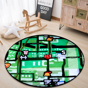Tappeto rotondo antiscivolo con Design per la casa Tappeto <span class=keywords><strong>da</strong></span> soggiorno con ciuffo a mano colorato e personalizzato tappeto con marchio arrotondato personalizzato - Product Image 5