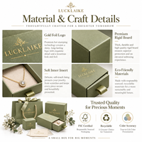 Ensemble d'emballage de luxe vert sauge pour bijoux, avec boîte à anneaux à tiroir en feuille d'or, boîte à colliers, sac cadeau et pochette d'expédition pour la vente en boutique