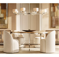 Table à manger RH OEM Benoit, style contemporain minimaliste, plateau en métal et bois imperméable, mobilier de luxe pour la maison, restaurant, villa