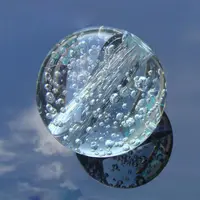 סיטונאי שונה גודל קריסטל זכוכית אוויר בועת כדור לבית קריסטל כדור קישוט צבעוני קריסטל כדור עם בועות