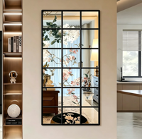 Miroir mural décoratif vintage de luxe avec impression UV, cadre en métal grillagé, pour salon, entrée, chambre, maison de campagne