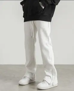 Pantaloni da Jogger ricamati personalizzati 420g pantaloni da uomo con strascico a zampa di strass Casual tute taglie forti pantaloni della tuta da uomo