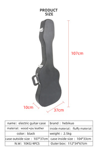 Étui de guitare économique en bois de haute qualité, étui rigide pour guitare électrique noire, logo personnalisé - Product Image 2