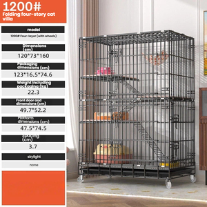 Villa para Gatos Plegable <span class=keywords><strong>de</strong></span> 2-4 Niveles con Patrón Sólido, Mansión Interior para Mascotas con Plataformas Extra Anchas, Jaula Metálica con Ruedas en Caja para Gatos Grandes - Product Image 6