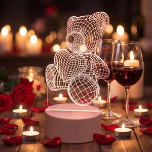 Lampe de chevet LED USB 3D <span class=keywords><strong>Illusion</strong></span> personnalisée pour enfants, lumière blanche chaude, décoration de chambre à coucher, cadeaux de Noël ronds - Product Image 5