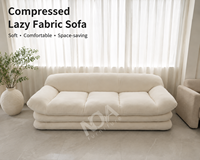 Modernes Komprimiertes Lazy-Stoffsofa, Weiches Minimalistisches Cremefarbenes Sofa, Platzsparende Möbel für Kleine Wohnungen