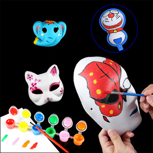 Masque en papier mâché blanc à peindre soi-même, masque facial pour enfants, masque de renard de dessin animé, fournitures créatives pour la peinture, vente en gros - Product Image 2