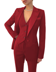 <span class=keywords><strong>Traje</strong></span> de 3 piezas para <span class=keywords><strong>mujer</strong></span> Slim Fit Color sólido <span class=keywords><strong>Chaqueta</strong></span> de negocios Chaleco Pantalones Formal Oficina Señora Trajes de esmoquin - Product Image 5