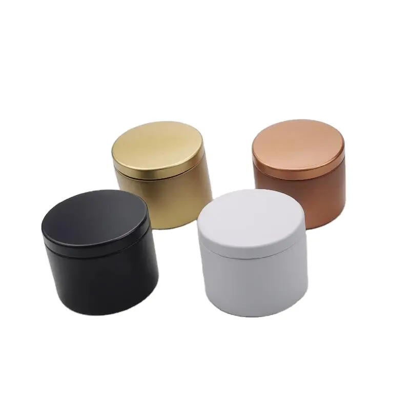 65dia x 52H mm Round metal tin box with lid for candles 4-OZ.