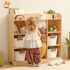 Étagère à livres en bois Montessori, tour de rangement pour jouets, armoire avec bacs pour bébé, tout-petit, enfants, chambre à coucher, organisateur de peluches, zoo - Product Image 1