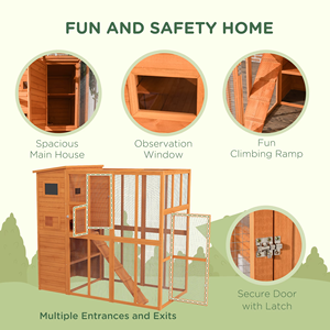 Maison de chat de luxe en bois de sapin pour extérieur, grande enclos pour chat avec accès libre, anti-évasion, en treillis métallique, cabine de repos privée, toutes saisons, pour chat - Product Image 5