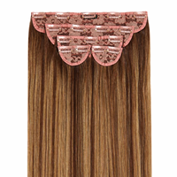 Extensions de cheveux Remy européens à clips, 5 pièces, super double drawn, lisses, brun doux