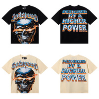 Nouvelle Collection Été Godspeed American High-street Streetwear T-shirt Homme à Manches Courtes en Coton Pur 180g avec Imprimé Lettres Crâne Rock
