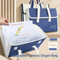 Organisateur de dossiers extensible en toile A4, porte-documents pour étudiants à 13 poches, sac de rangement de bureau de grande capacité
