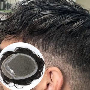 Tupés suizos de cabello humano estilo base de encaje HD francés suizo Inian Remy para hombres - Product Image 2