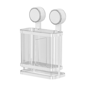 Suction Cup Chopstick Holder With Tray Rectangle Multipurpose Draining Rack Wall Mounted Chopstick Storage Box - Product Image 1