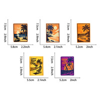 Patch brodé vintage Coucher de soleil sur la plage avec palmiers, thermocollant ou à coudre, idéal pour vestes, chapeaux, sacs