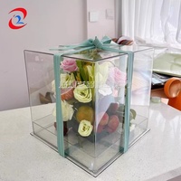 Boîte à roses en acrylique personnalisée en gros/boîte carrée à fleurs