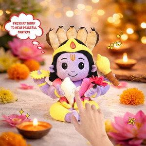 Peluche douce musicale du Seigneur Vishnu pour enfants, jouet sûr en tissu, jouet éducatif culturel hindou pour la connaissance des chants et des mantras - Product Image 5