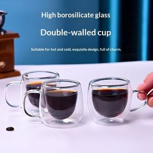 Tasse à café double paroi en verre, résistante aux hautes températures, écologique, style minimaliste moderne, sans couvercle, pour la maison, exclusive transfrontalière - Product Image 4