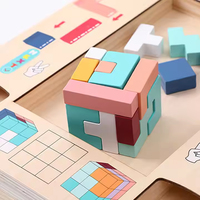 Jouets de Jeu Montessori Éducatifs pour Bébé, Blocs en Bois 3D, Puzzle Jigsaw Tetris, Jeux de Casse-Tête pour Enfants