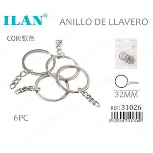 Portachiavi Ilan con catena 32 mm colore argento 6 pezzi per chiavi e accessori - Product Image 3